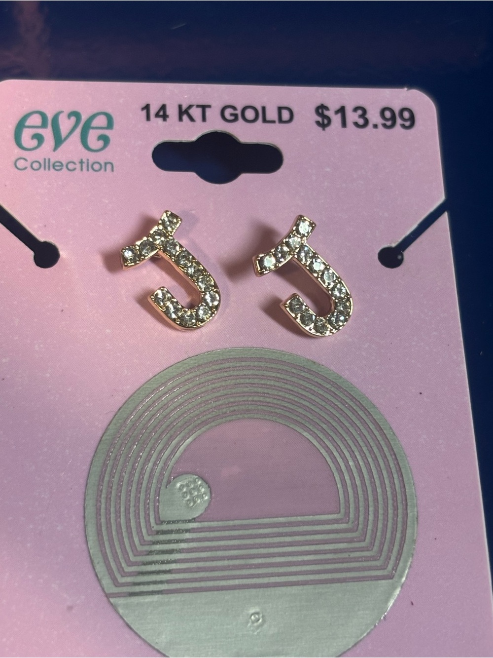 Eve Gold-Tone Crystal "J" Stud Earrings